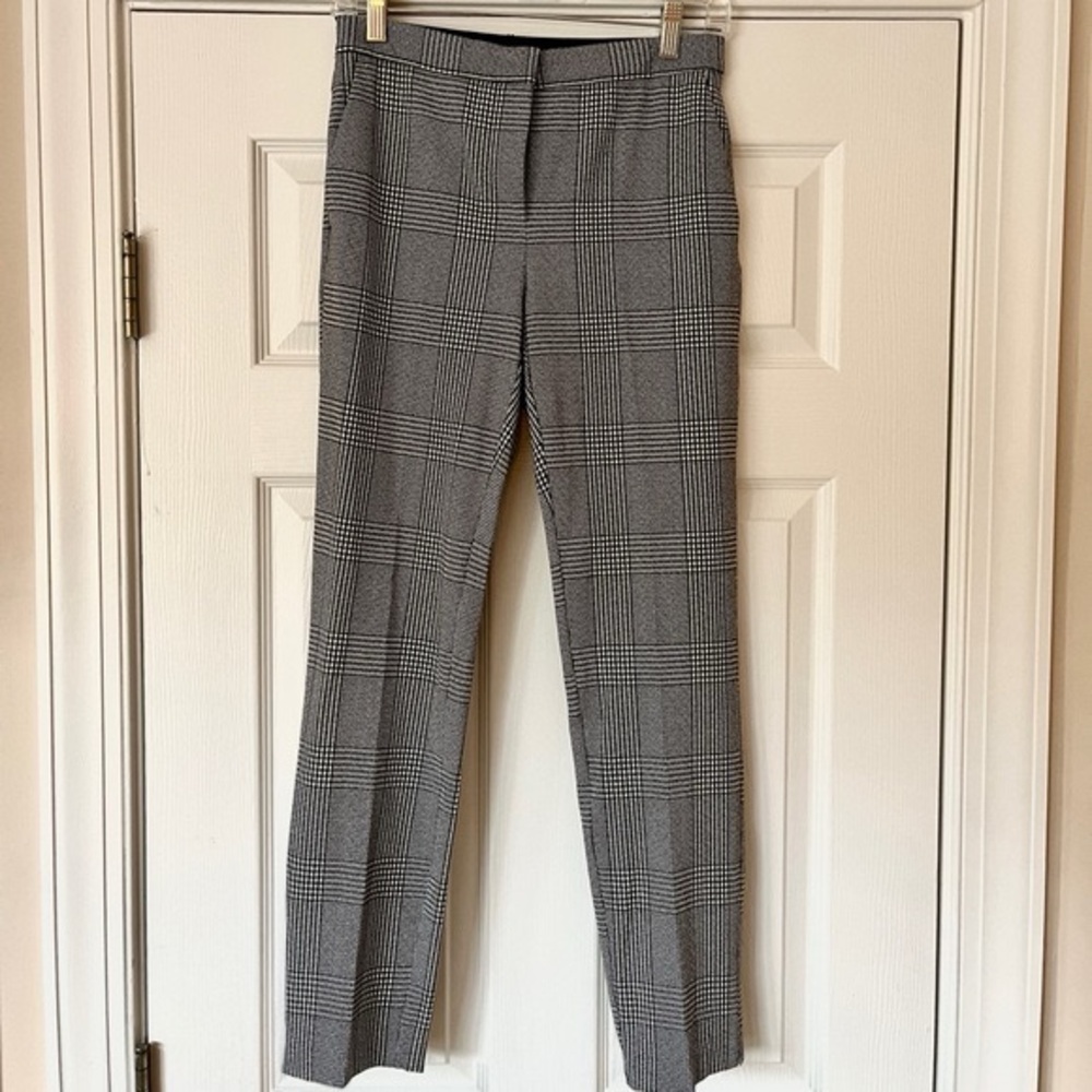 Zara gray Checkered plaid Pants trousers elastic back business casual size Large